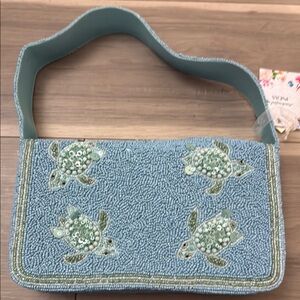 Embellished Blue Beaded Women's Bag